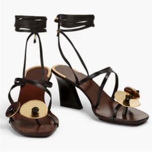 NIB Tory Burch Sandals Women Leather Brown Coconut 75mm heels sz 6.5